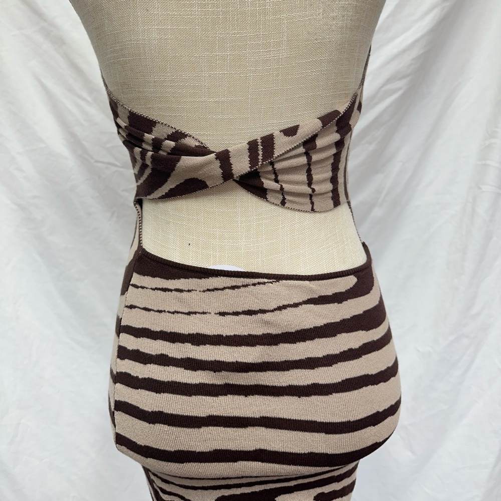 NWT Princess Polly Meagan Brown Striped Mini Dress Size XS/S - Picture 7 of 10